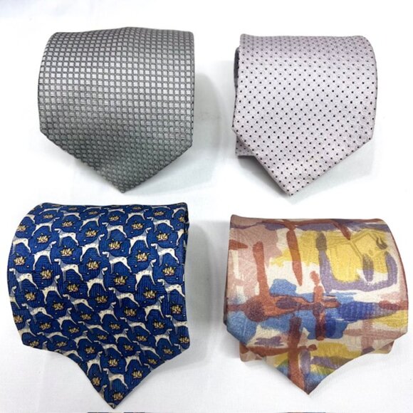 Lot of 4Designer 100% Silk Necktie Valentino R & 2 new Valentino Handkerchief(62 - Picture 10 of 14